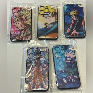5 New Anime Character Phone Cases for iPhone 14 Pro - Multicolors - 1 of each